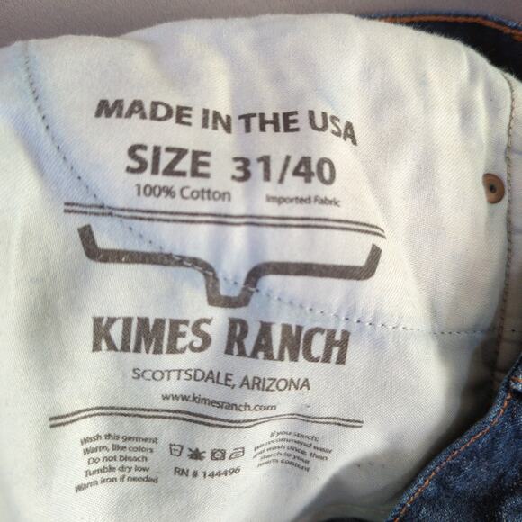 Kimes Ranch Jeans Mens 31x40 Blue Dillon Distressed Western - Picture 2 of 10